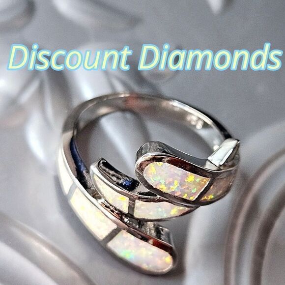 White Fire Opal Ring on Silver - Women's Jewelry - Picture 7 of 10